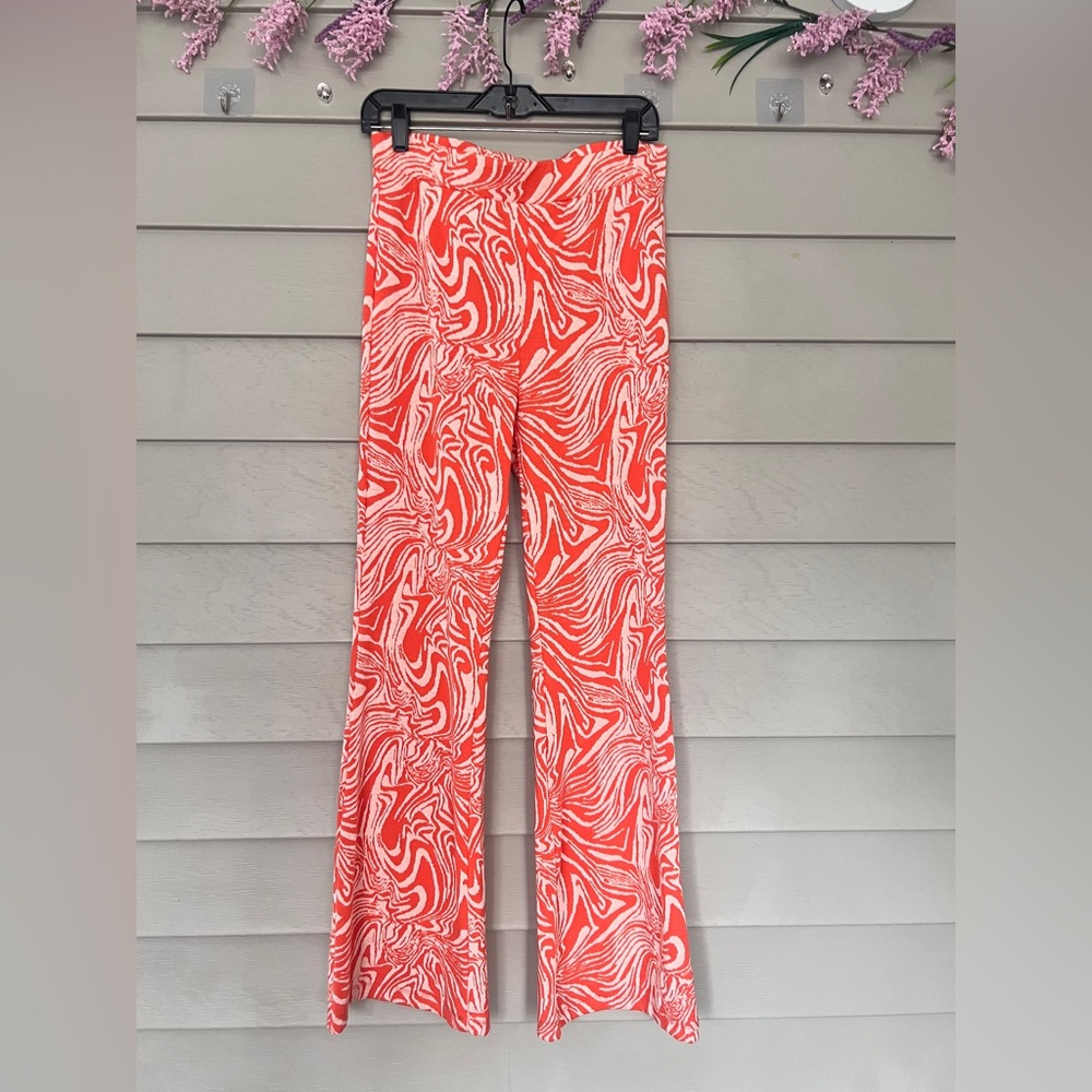 LCW Casual Orange and White Striped retro style bell bottoms pants size XL